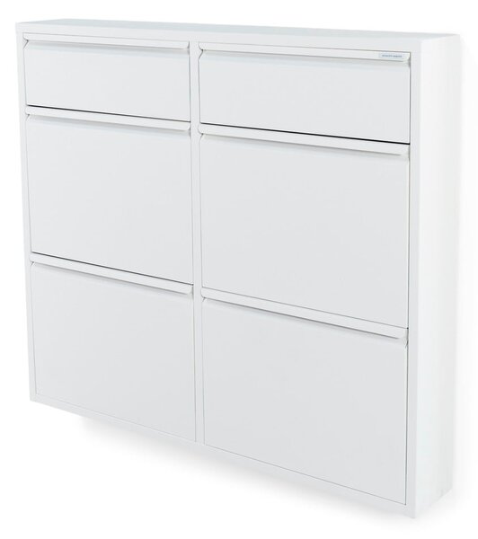 Biela kovová výklopná skrinka na topánky 98x86x15 cm Billy – Spinder Design