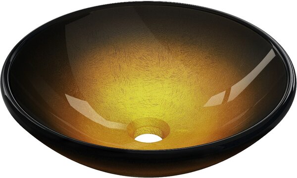 Mexen Mira, sklenené umývadlo na dosku 42 x 42 x 14,5 cm, tmavá zlatá, 24124251