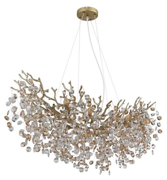 Luster 10x E14 zlatá, jantárová IP20 GLOBO lighting QUEENA 64138H3G