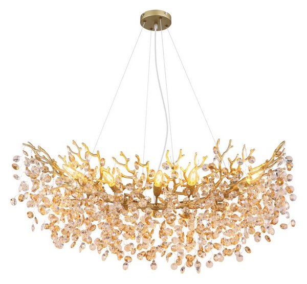Luster 10x E14 zlatá, jantárová IP20 GLOBO lighting QUEENA 64138H3G