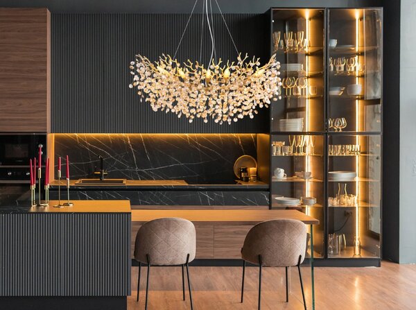 Luster 10x E14 zlatá, jantárová IP20 GLOBO lighting QUEENA 64138H3G