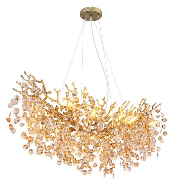Luster 10x E14 zlatá, jantárová IP20 GLOBO lighting QUEENA 64138H3G