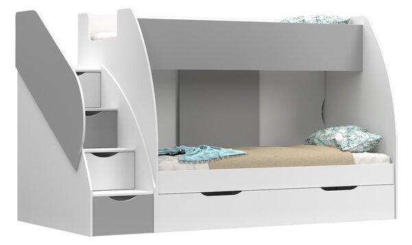 Idze Detská poschodová posteľ MARCINEK 80x200 biela/sivá