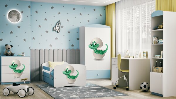 Kocot kids Detská posteľ Babydreams dinosaurus modrá, variant 70x140, bez šuplíků, bez matrace
