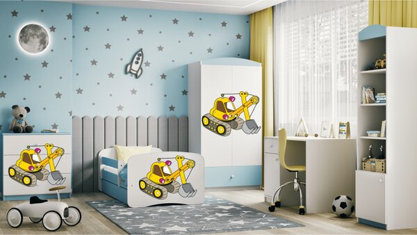 Kocot kids Detská posteľ Babydreams bager modrá, variant 70x140, bez šuplíků, bez matrace