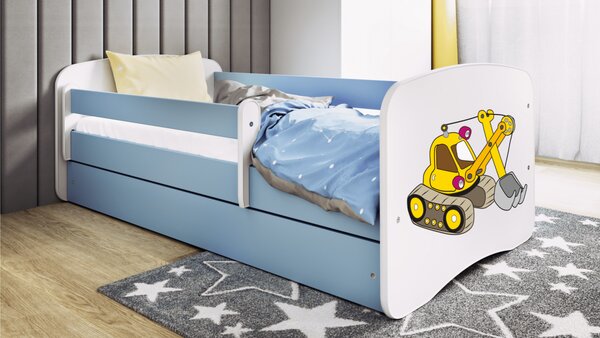 Kocot kids Detská posteľ Babydreams bager modrá, variant 70x140, bez šuplíků, bez matrace