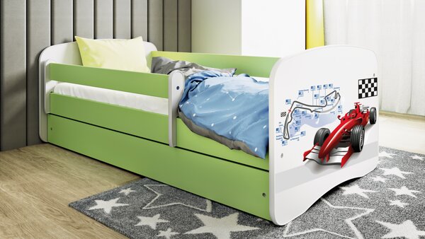 Kocot kids Detská posteľ Babydreams formula jedna zelená, variant 70x140, bez šuplíků, bez matrace
