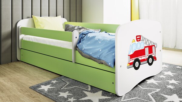 Kocot kids Detská posteľ Babydreams hasičské auto zelená, variant 70x140, bez šuplíků, bez matrace