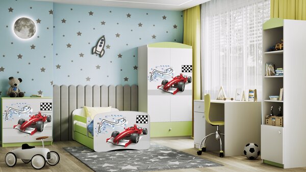 Kocot kids Detská posteľ Babydreams formula jedna zelená, variant 70x140, bez šuplíků, bez matrace