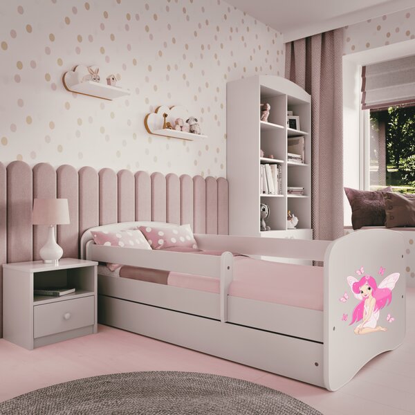 Kocot kids Detská posteľ Babydreams víla s motýlikmi biela, variant 70x140, bez šuplíků, bez matrace