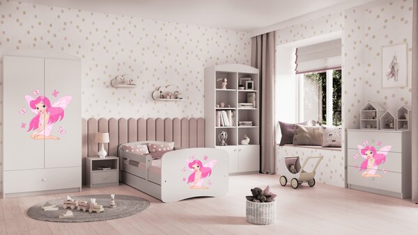 Kocot kids Detská posteľ Babydreams víla s motýlikmi biela, variant 70x140, bez šuplíků, bez matrace