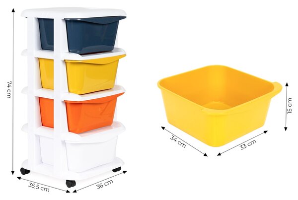 MODERNHOME Detský regál na kolieskach Rest 74 cm farebný