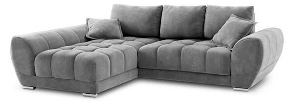 Sivá rozkladacia rohová pohovka so zamatovým poťahom Windsor & Co Sofas Nuage, ľavý roh