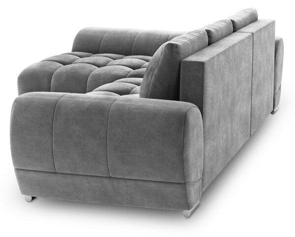 Sivá rozkladacia rohová pohovka so zamatovým poťahom Windsor & Co Sofas Nuage, ľavý roh