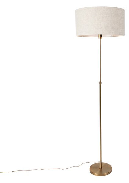 Stojacia lampa nastaviteľná bronzová s tienidlom svetlošedá 50 cm - Parte
