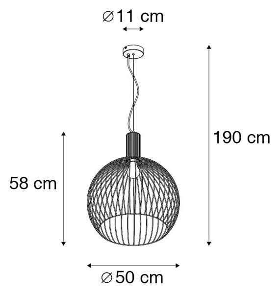 Inteligentné okrúhle závesné svietidlo čierne 50 cm vrátane Wifi G95 - Dos