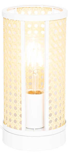 Orientálna stolná lampa biela s ratanom 12 cm - Akira