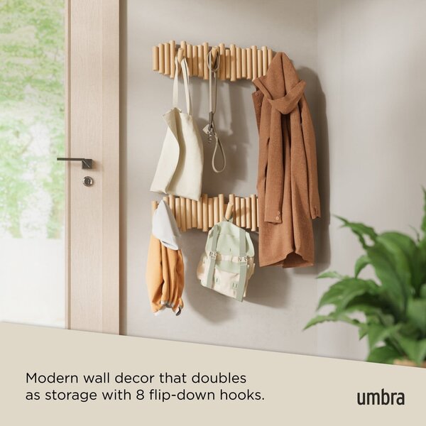 Nástenný vešiak z borovicového dreva v prírodnej farbe 61 cm Picket – Umbra