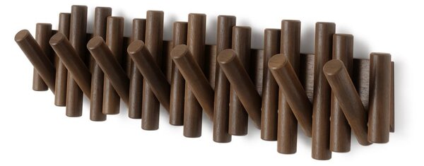 Tmavohnedý nástenný vešiak z borovicového dreva 61 cm Picket – Umbra