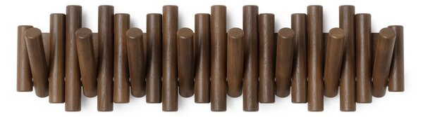 Tmavohnedý nástenný vešiak z borovicového dreva 61 cm Picket – Umbra