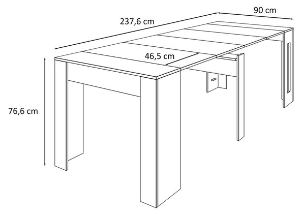 JEDÁLENSKY STÔL AZURO 50 - 238 cm BIELY ROZKLADACÍ