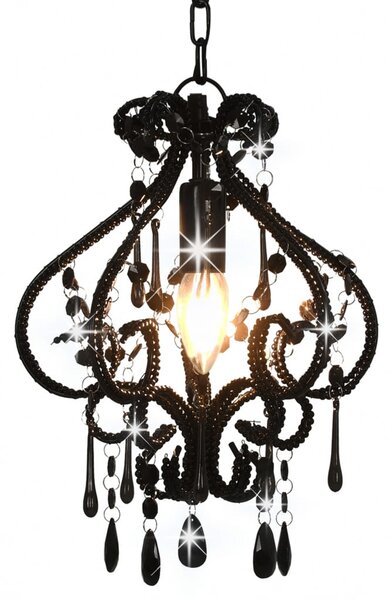 Stropná lampa s krištálikmi, čierna, okrúhla E14