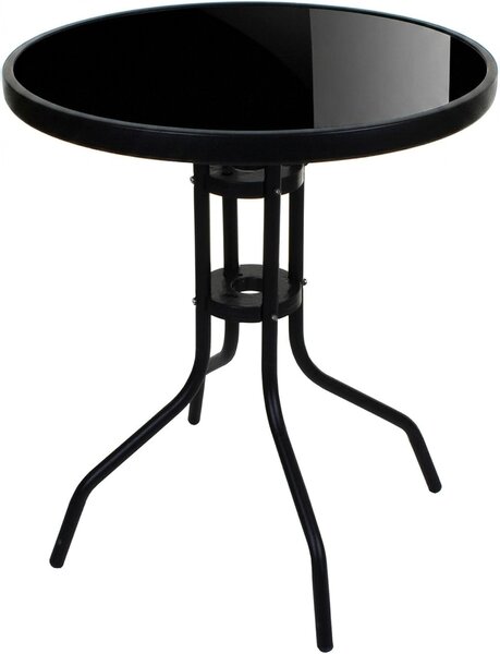 Dekorstudio Okrúhly záhradný stolík ISLAND so sklenenou doskou 60cm – čierny