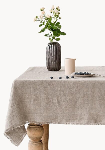 Ručne vyrobený ľanový obrus so strapcami Natural