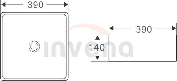Invena Reja, keramické umývadlo na dosku 390x390x140 mm, zlatá lesklá, INV-CE-39-009-C
