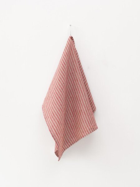 Ľanová kuchynská utierka Red Natural Stripes