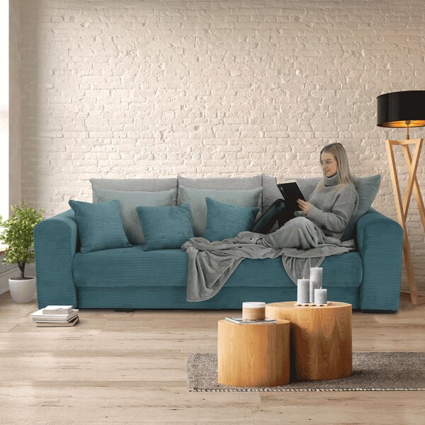 KONDELA Extra priestranná pohovka, modrá/mentolová/svetlosivá, GILEN BIG SOFA