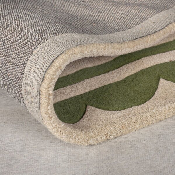 Ručne tkaný vlnený behúň v zeleno-prírodnej farbe 80x230 cm Lois Scallop – Flair Rugs
