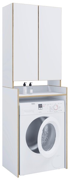 REGÁL NAD PRÁČKU, biela, dub medový, 67/200/48 cm MID.YOU - Kúpeľňové skrinky, Online Only