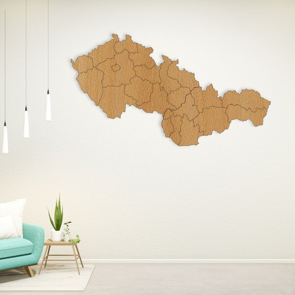 Drevená mapa Československej republiky - Zemepis: HDF - Orech 40 x 23 cm 4403-84131 HDF-M011