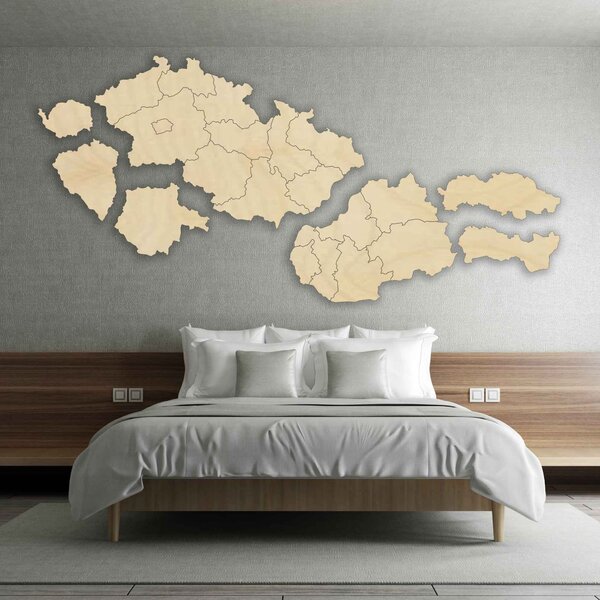 Drevená mapa Československej republiky - Zemepis: HDF - Orech 40 x 23 cm 4403-84131 HDF-M011