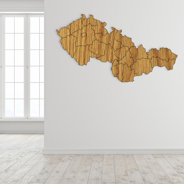 Drevená mapa Československej republiky - Zemepis: HDF - Orech 40 x 23 cm 4403-84131 HDF-M011