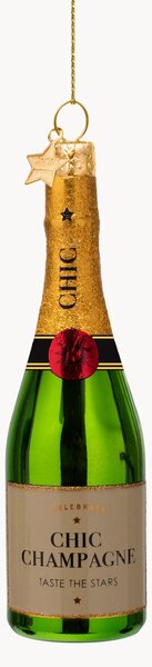 Ručne fúkaná vianočná ozdoba Champagne Bottle