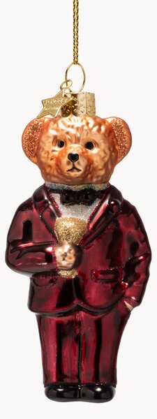 Ručne fúkaná vianočná ozdoba Bear In Clothes