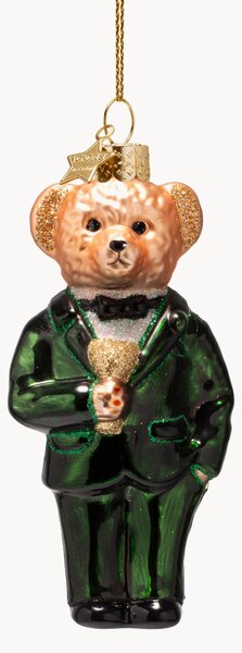 Ručne fúkaná vianočná ozdoba Bear In Clothes