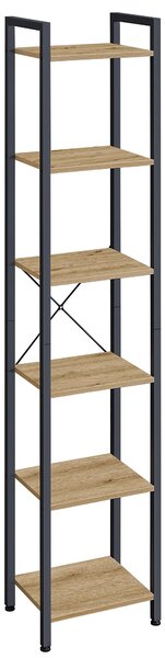 Dekorstudio Knižný regál LLS101B88 so 6 policami 40x30x186 cm – Dub artisan / čierny