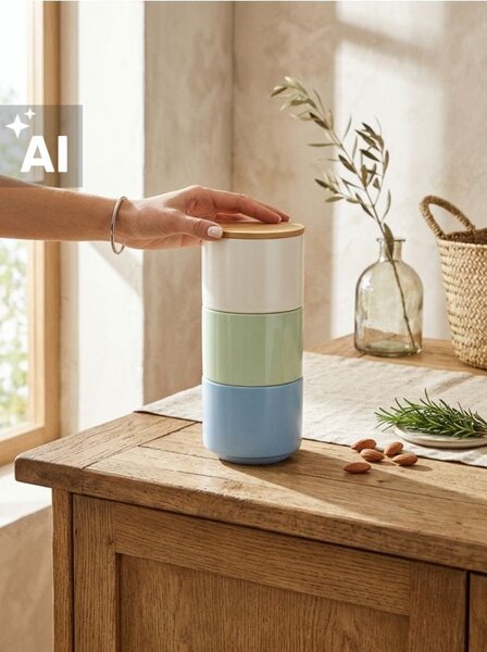 Sinsay - Nádoby na potraviny 3 ks - bledozelená