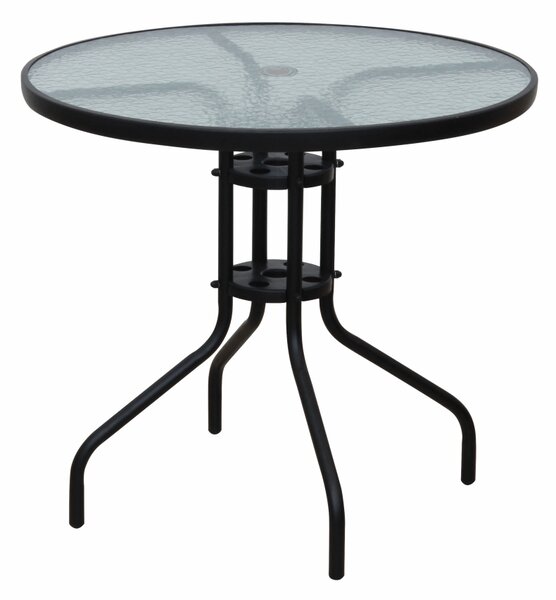 TEMPO Jedálenský stôl vhodný, čierna oceľ / temperované sklo, BORGEN TYP 2