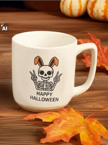 Sinsay - Hrnček s halloweenskym motívom - mandarínková