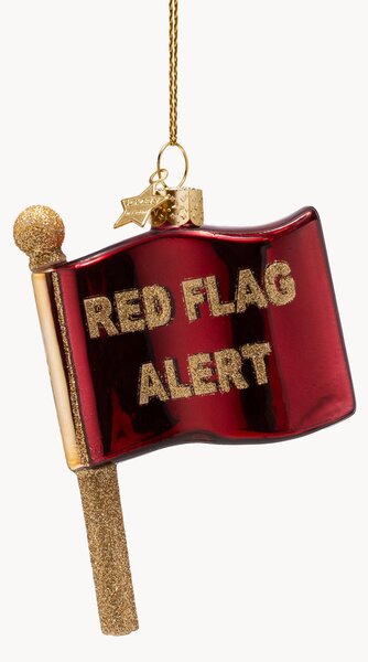 Ručne fúkaná vianočná ozdoba Red Flag