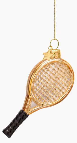 Ručne fúkaná vianočná ozdoba Tennis Racket