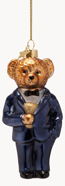 Ručne fúkaná vianočná ozdoba Bear in Clothes