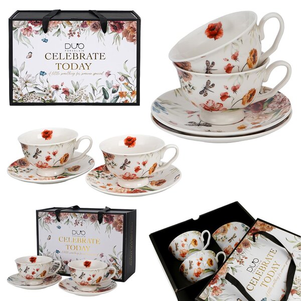 Porcelánová šálka na nohe s podšálkou Royal Rebecca 250 ml sada 2ks