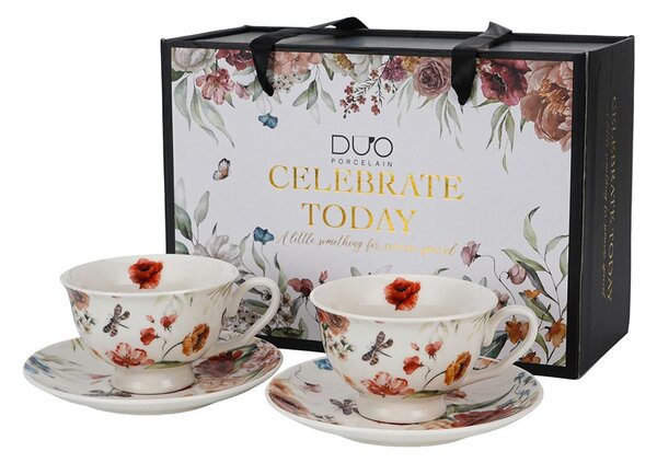 Porcelánová šálka na nohe s podšálkou Royal Rebecca 250 ml sada 2ks