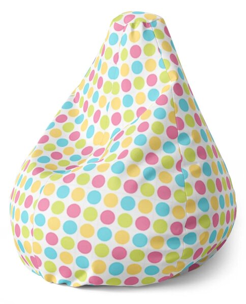 Sablio Sedací vak Pear Veselé Farebné bodky - 70 x 95 x 15 cm