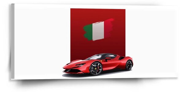 Sablio Obraz Ferrari Talianska vlajka na červenom bloku - 110x50 cm